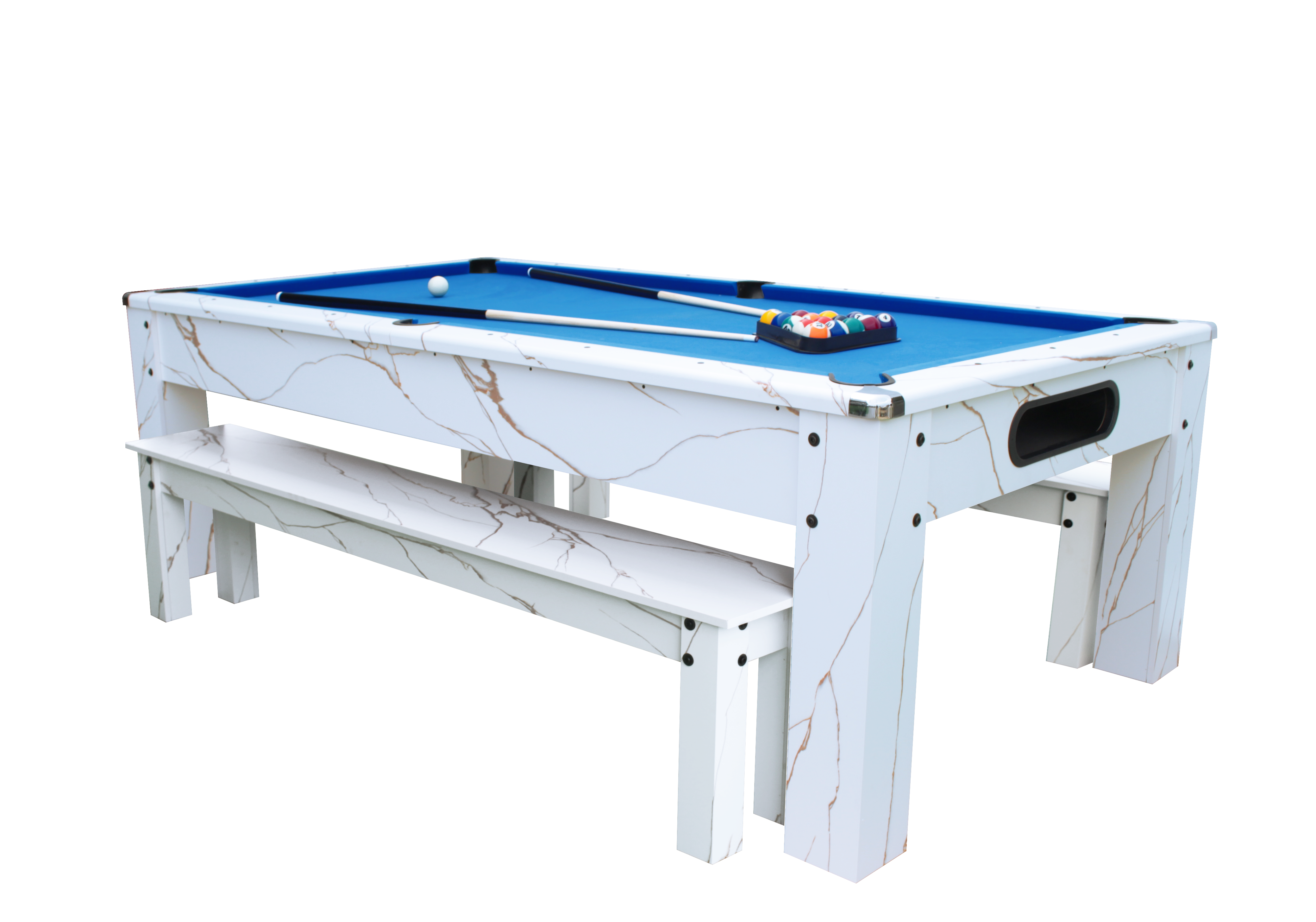 โต๊ะพูล 3IN1 POOL BILLIARD รุ่น V.18 ขนาด 8 ฟุต โต๊ะสีขาวลายหินอ่อน_0